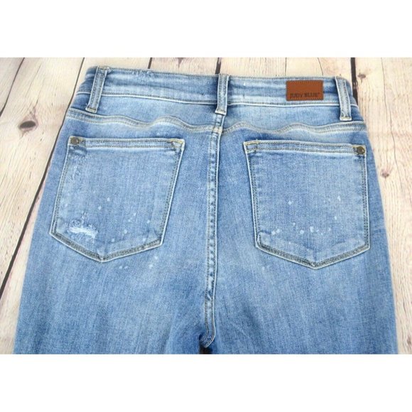 JUDY BLUE Women's Bleach Destroyed High Rise Skinny Jeans SIZE‎ 3 Light Wash - Picture 3 of 10